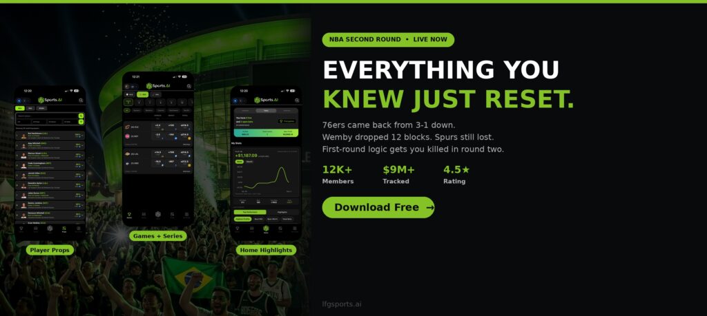 LFG Sports AI NBA second round betting 2026 props games dashboard conference semifinals