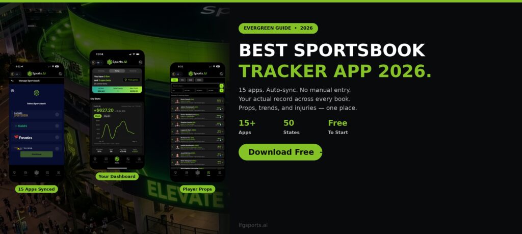 LFG Sports AI best sportsbook tracker app 2026 sync books dashboard player props