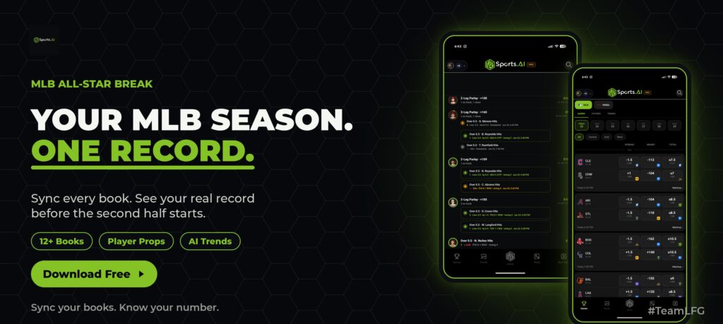 LFG Sports AI track your MLB bets All-Star break sportsbook syncing dashboard