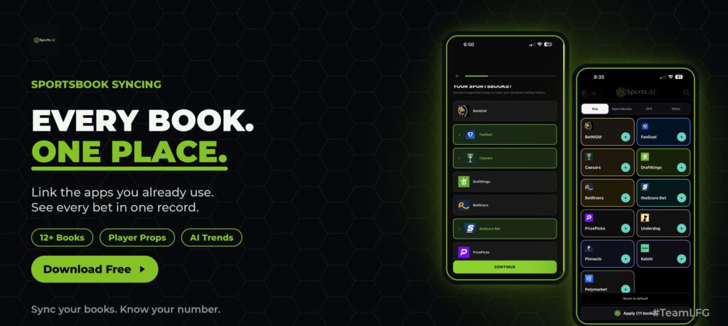 LFG Sports AI sportsbook syncing connect every betting app dashboard
