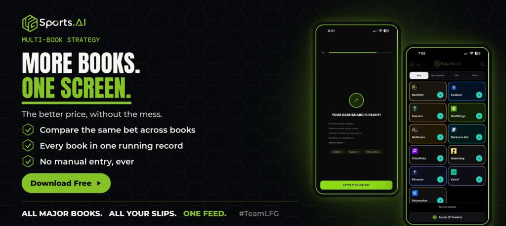 LFG Sports AI how many sportsbooks should you use multiple books one screen syncing