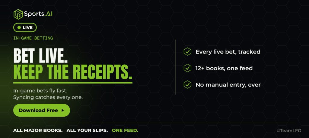 LFG Sports AI live betting in-game bets tracked automatically sportsbook syncing